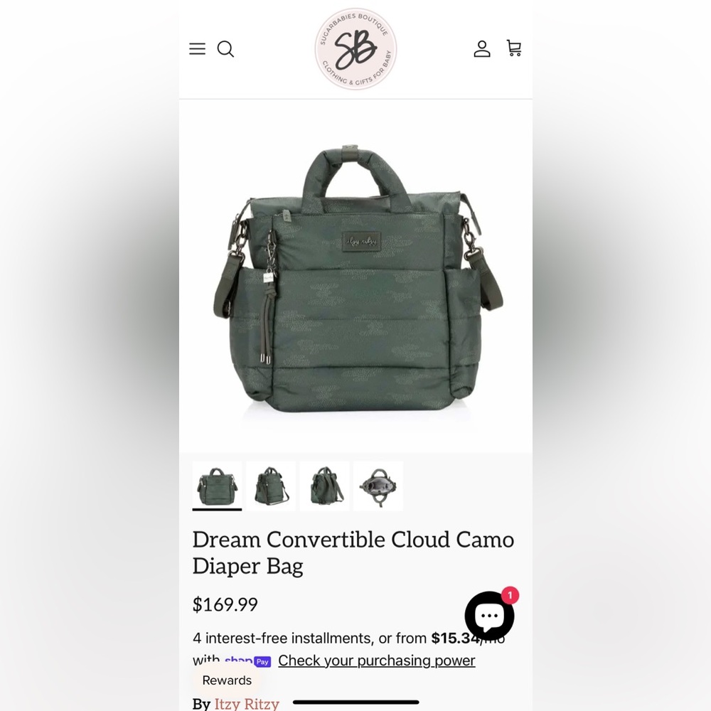 Itzy Ritzy dream convertible backpack. Camo print - Picture 3 of 6